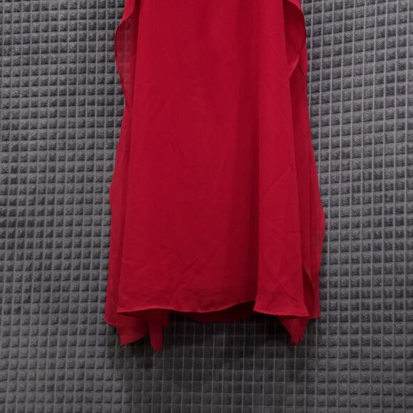 Y2K BCBG Red Ruffle Dress Sm 90s Sun Romantic Coquette Cowpunk Fairy Flowy Boho - Picture 4 of 16